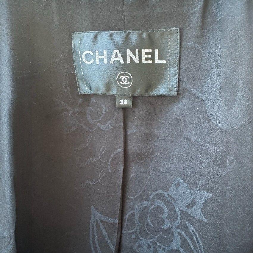 Chanel Checked Suit With Leather Sleeves