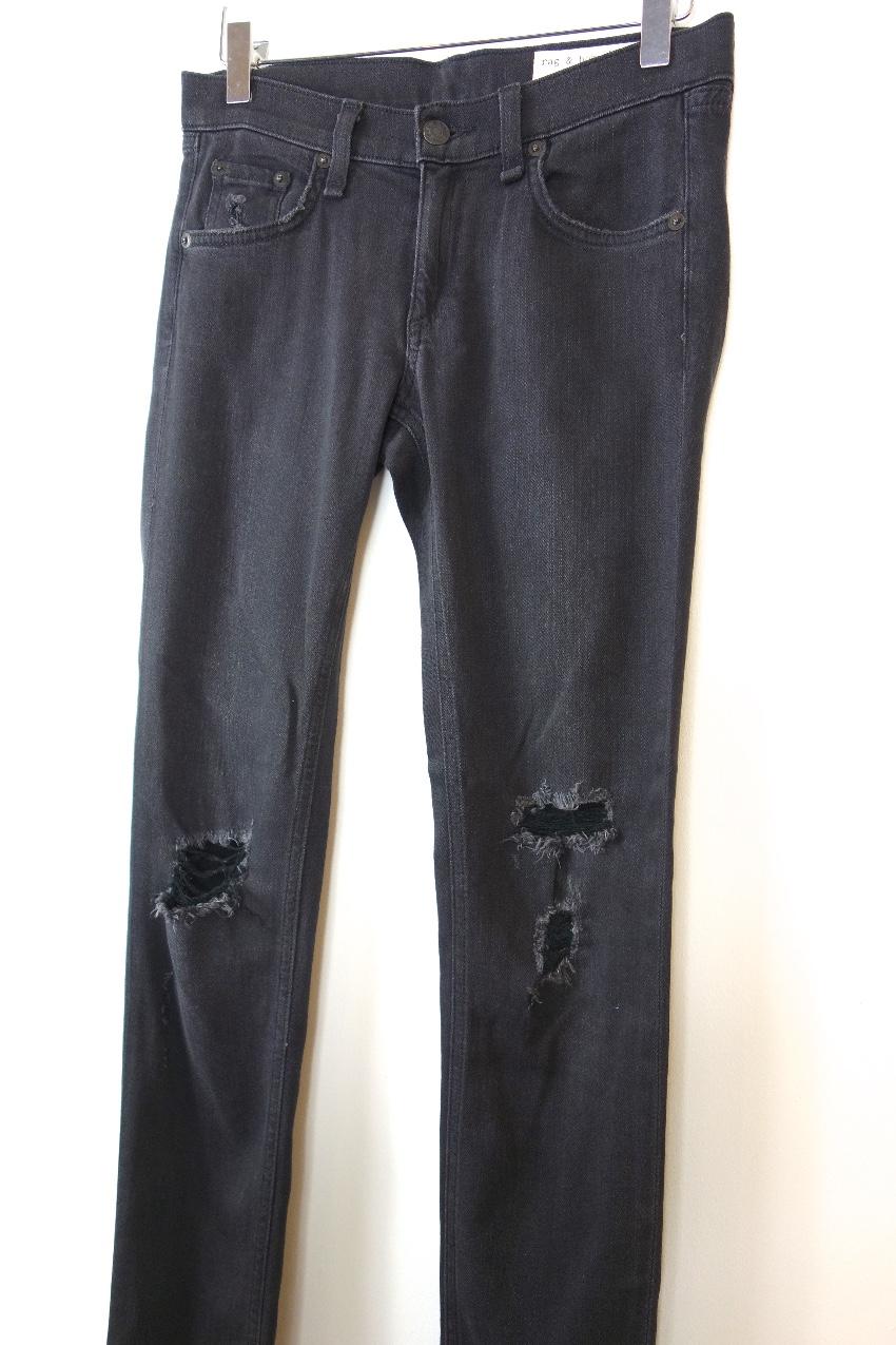 Rag and Bone Skinny Jeans in black with holes