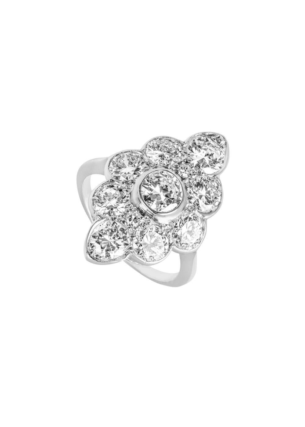 18k White Gold Diamon Navette Ring
