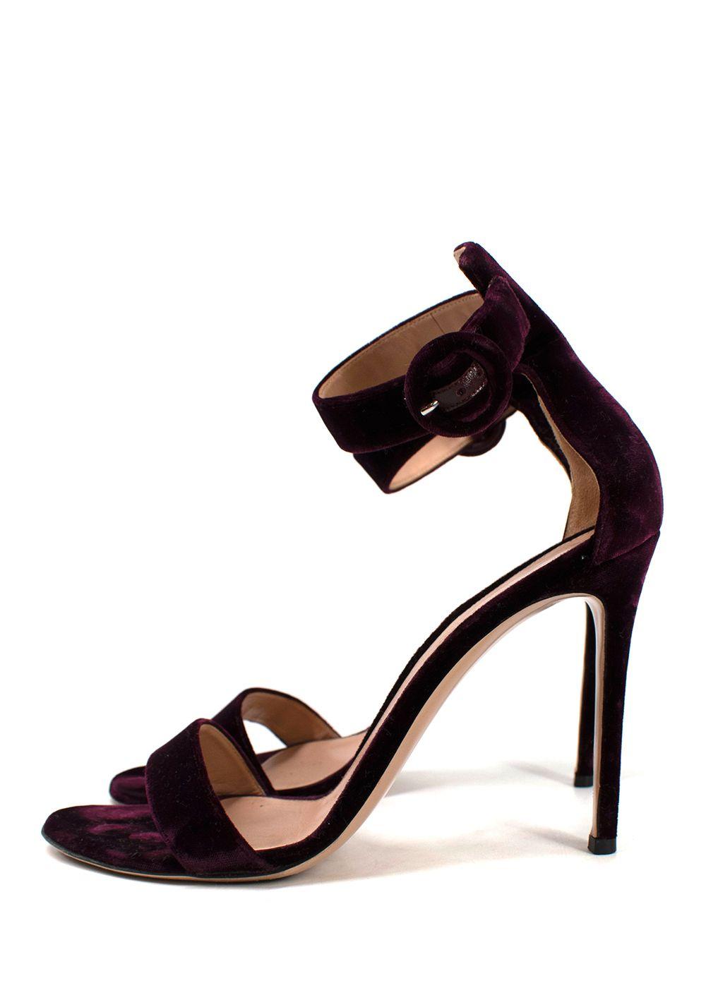 Gianvito Rossi Bordeaux Velvet Portofino Sandals
