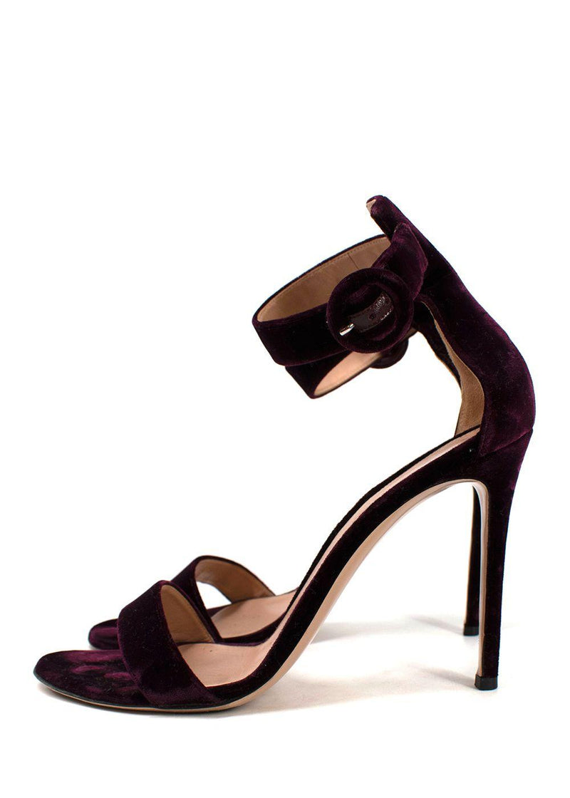 Gianvito Rossi Bordeaux Velvet Portofino Sandals