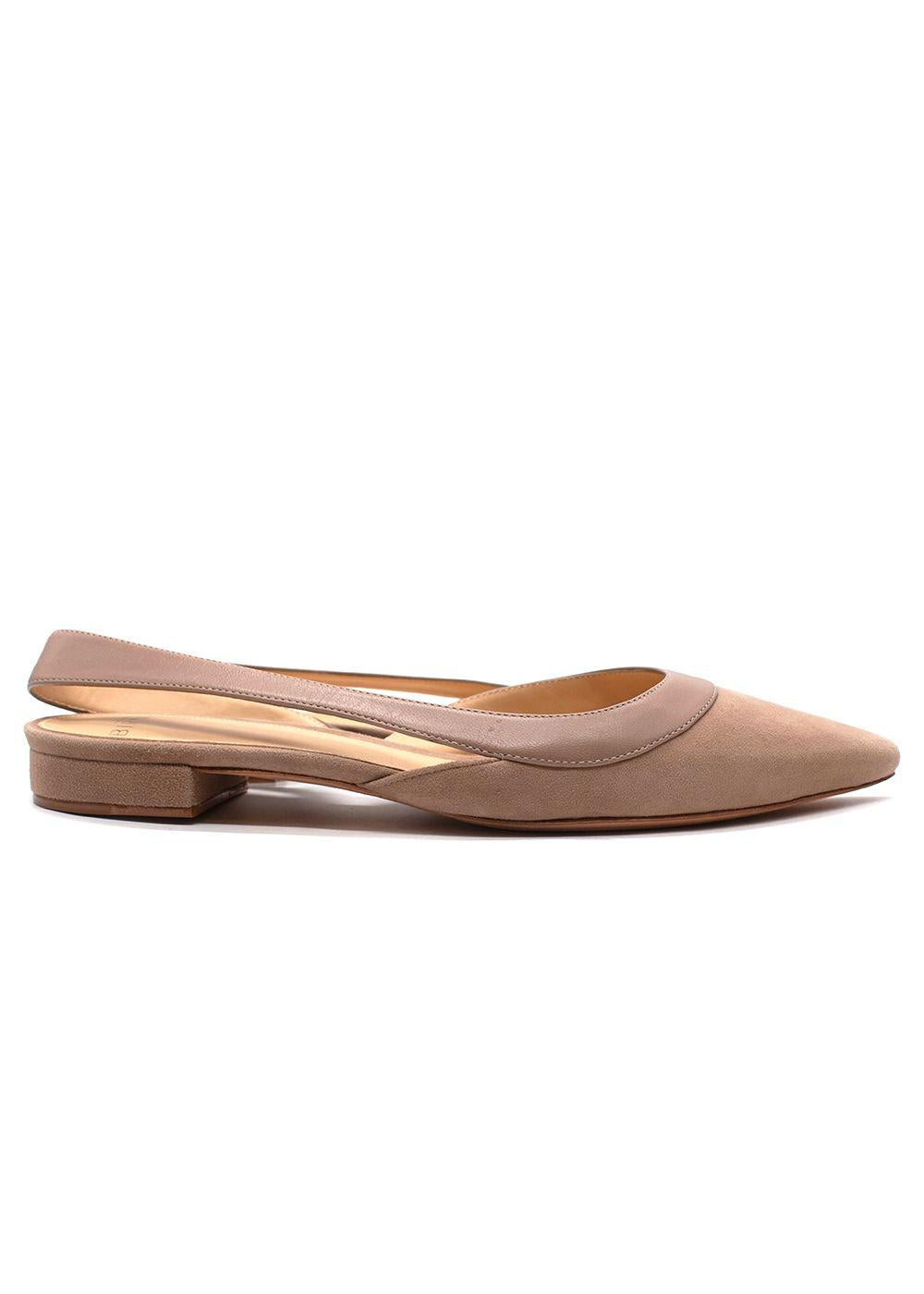 Alexandre Birman Taupe Suede Slingback Flats