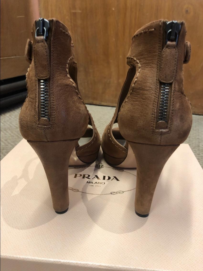 Prada Brown Cut-out Booties