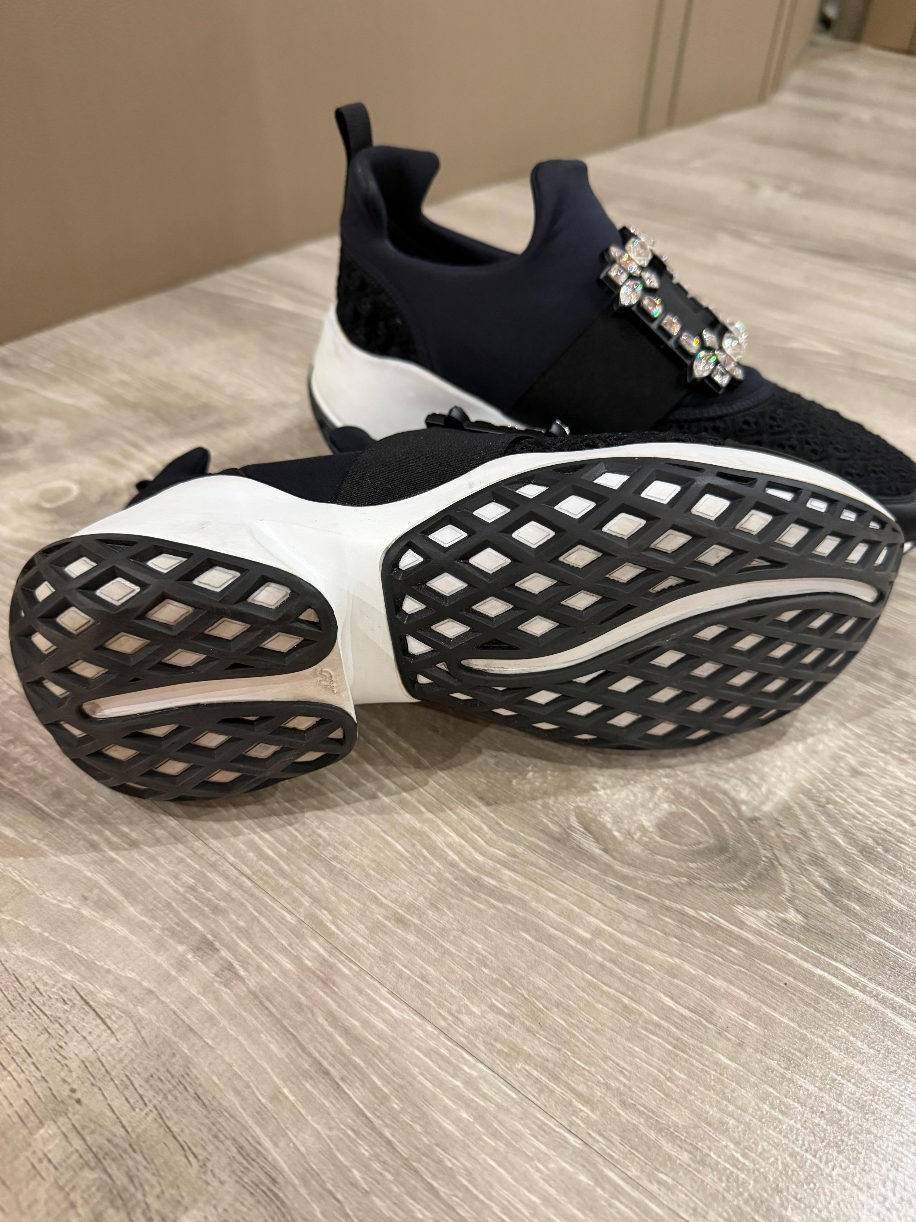 Roger Vivier Crystal Embellished Buckle SlipOn Sneakers