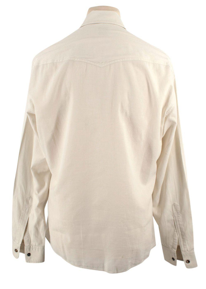 Brunello Cucinelli Cream Button-down Cotton Shirt