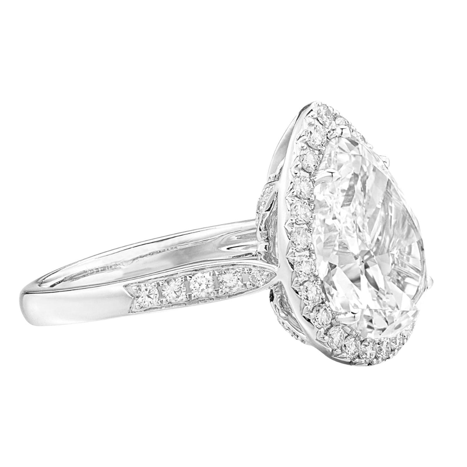 Verde 5ct IGI Certified Lab Grown Pear Cut Diamond Halo Ring