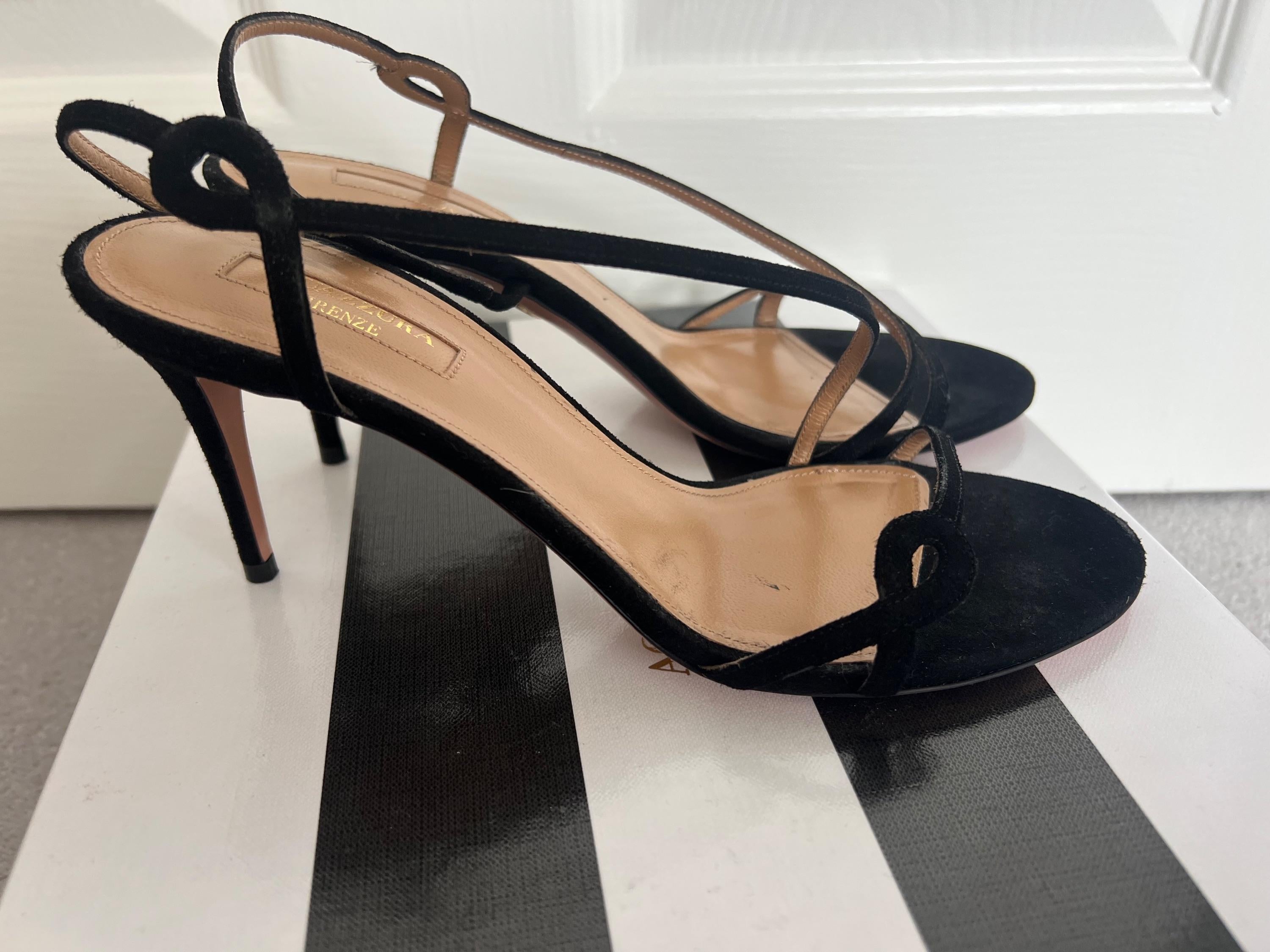 Aquazurra Black Serpentine Sandals