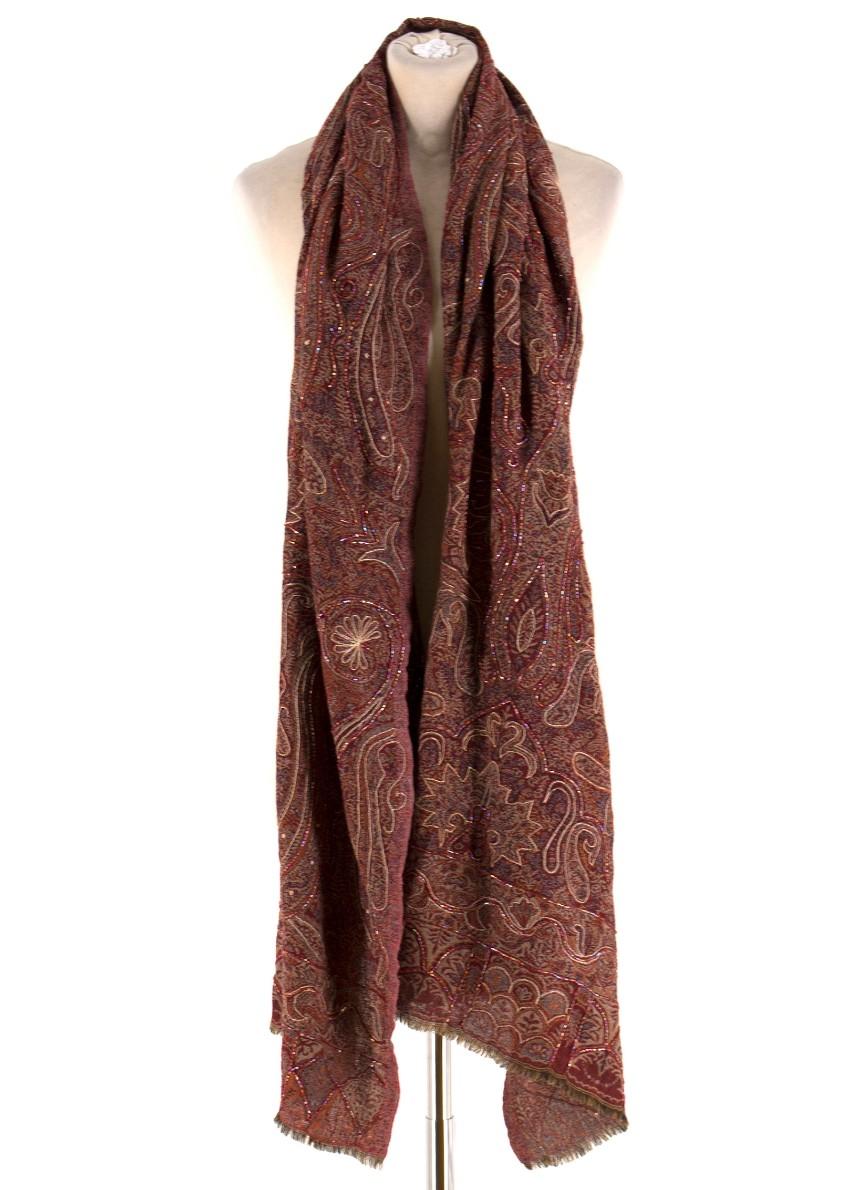 Bespoke embellished tapestry-jacquard scarf