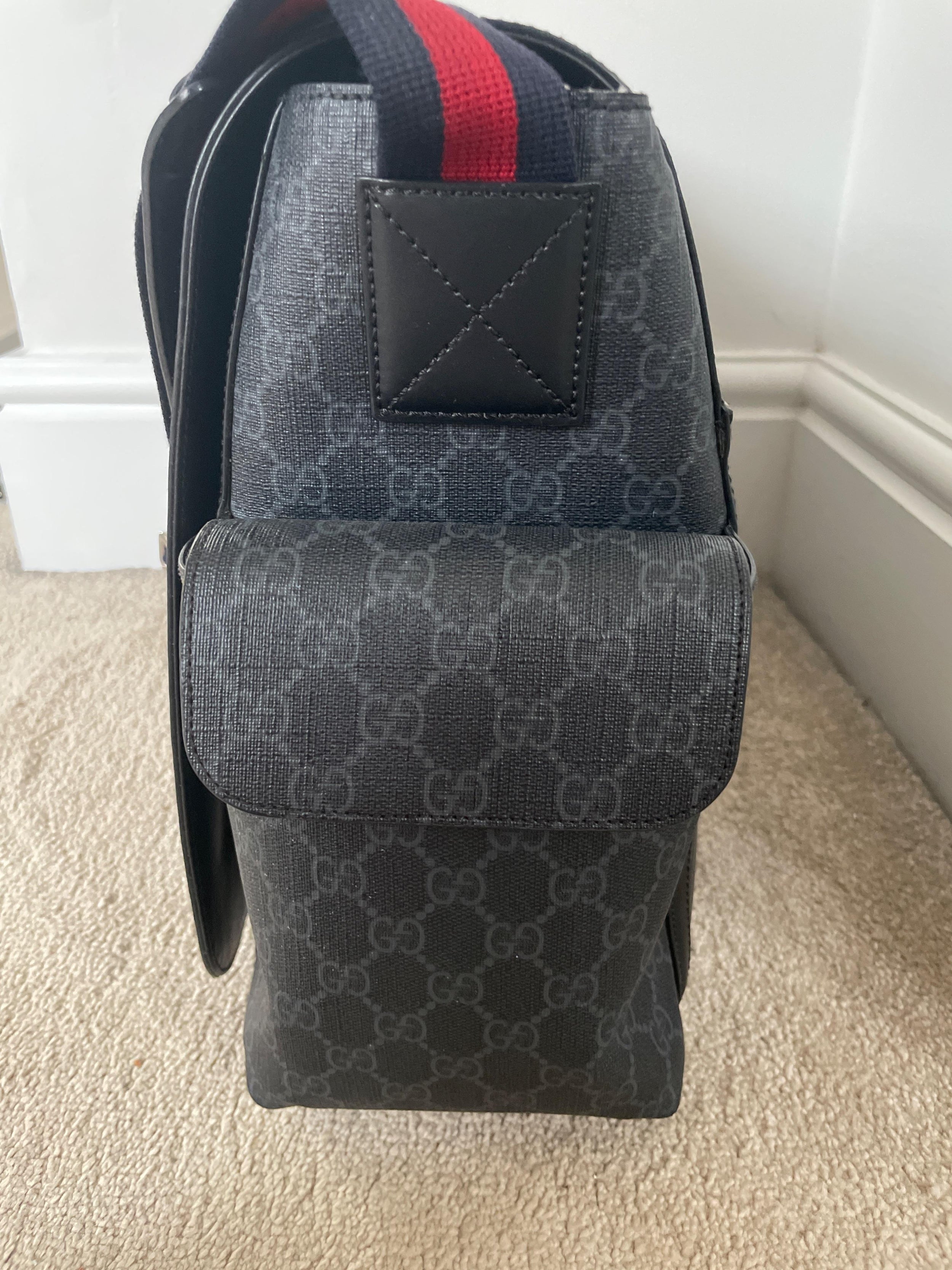 Black GG Monogram Canvas Changing Bag