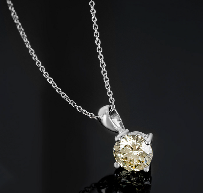 White Gold Round Brilliant Cut Diamond Pendant Necklace 1.50ct