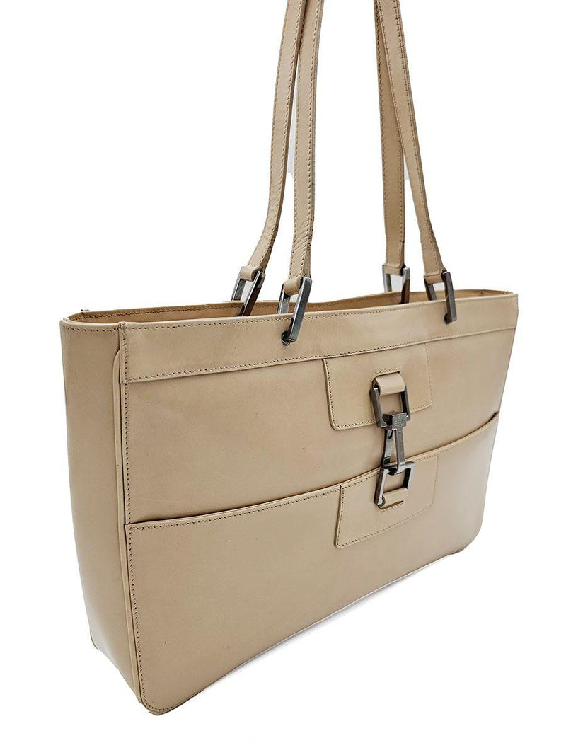 Vintage Jackie Beige Patent Leather Shoulder Bag