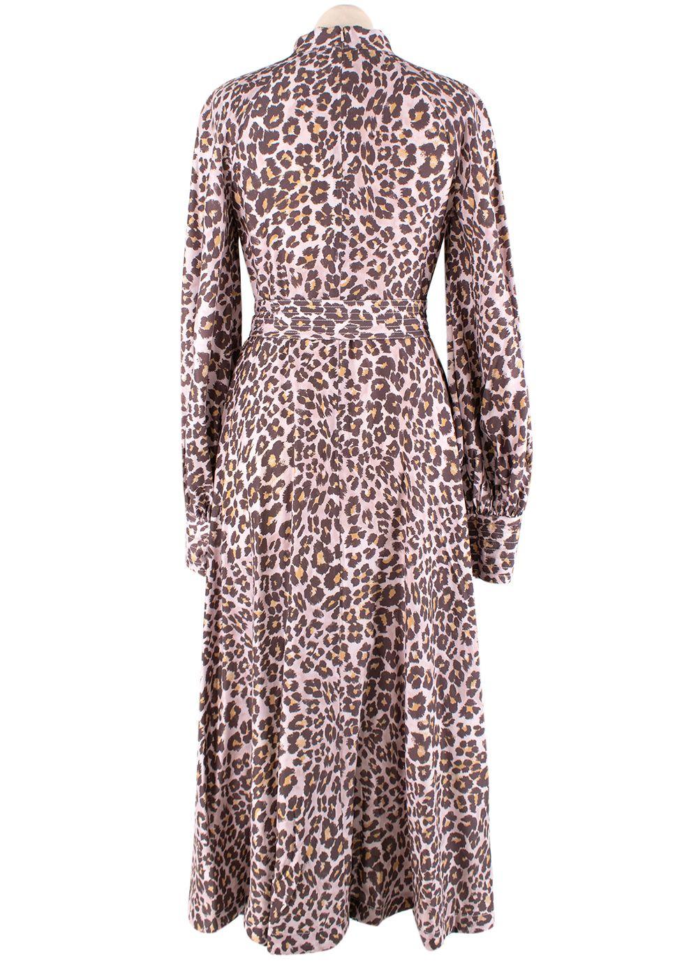Zimmermann Leopard Print Silk Belted Midi Dress