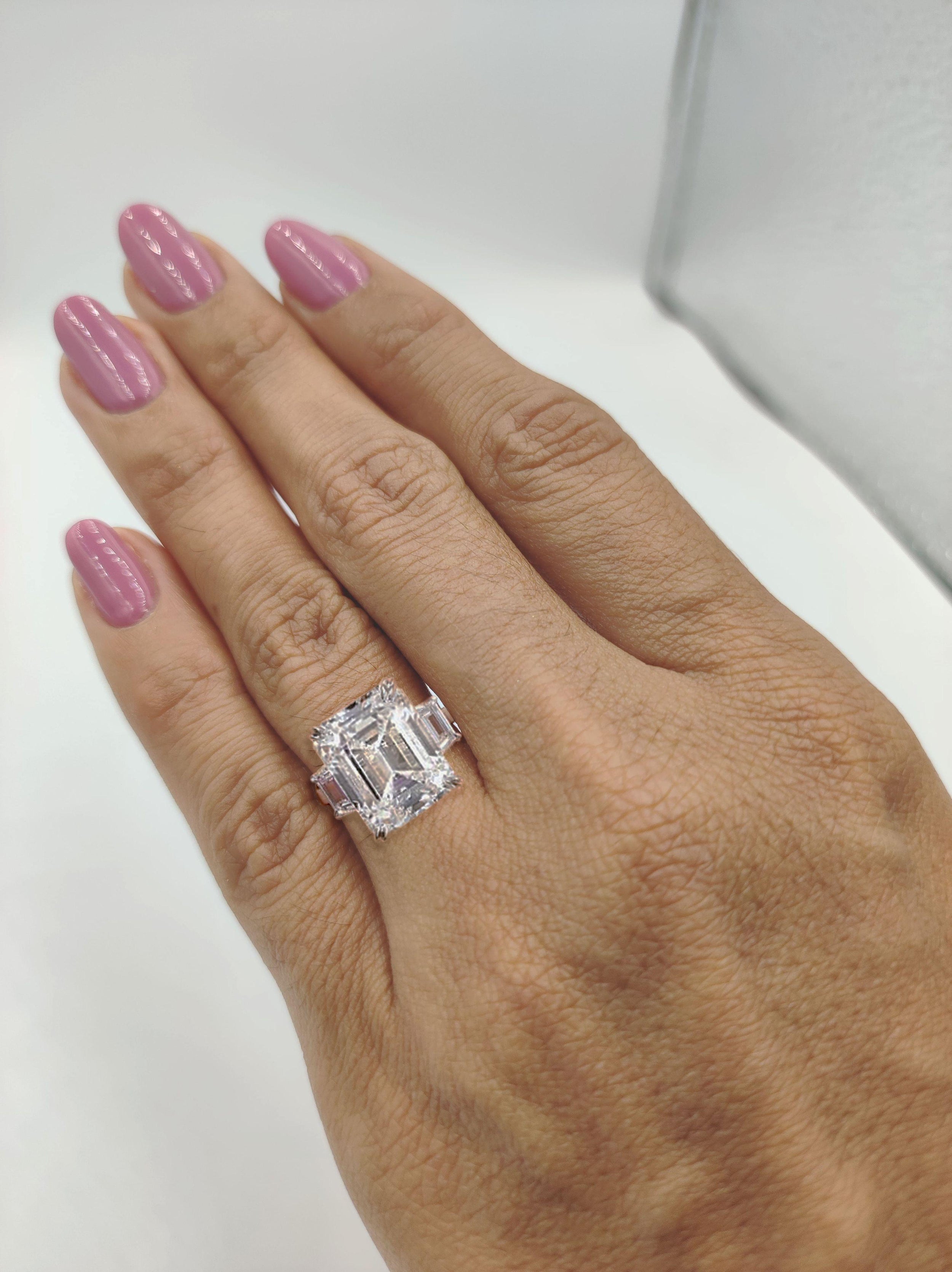 Verde 6ct IGI Certified Lab Grown Emerald Cut Diamond Ring