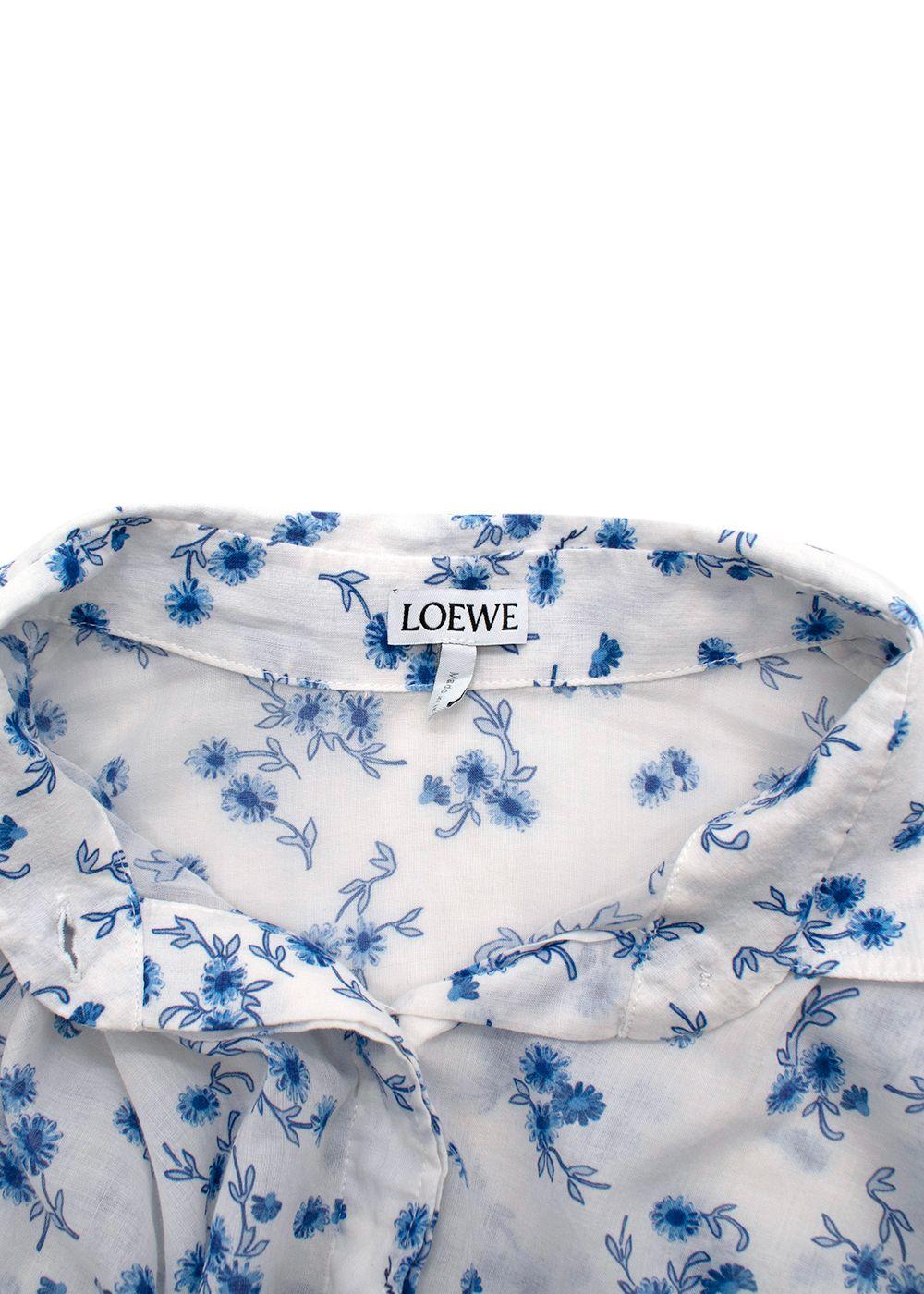 Loewe White Floral Oversized Cotton Shirt