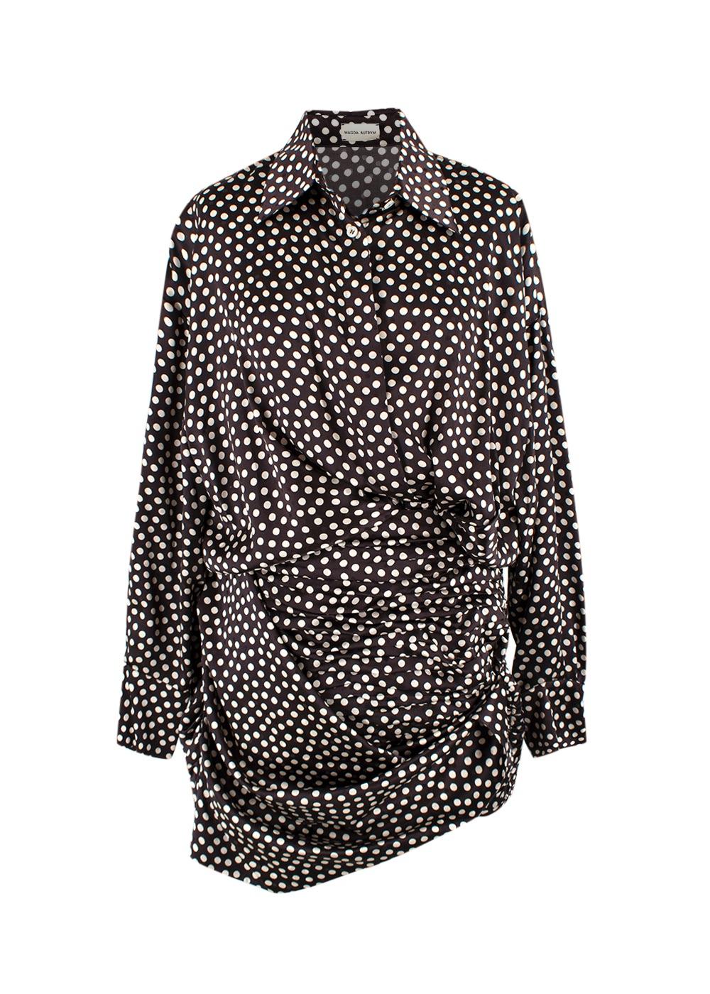 Magda Butrym Brown Polka-dot Silk Shirt Dress