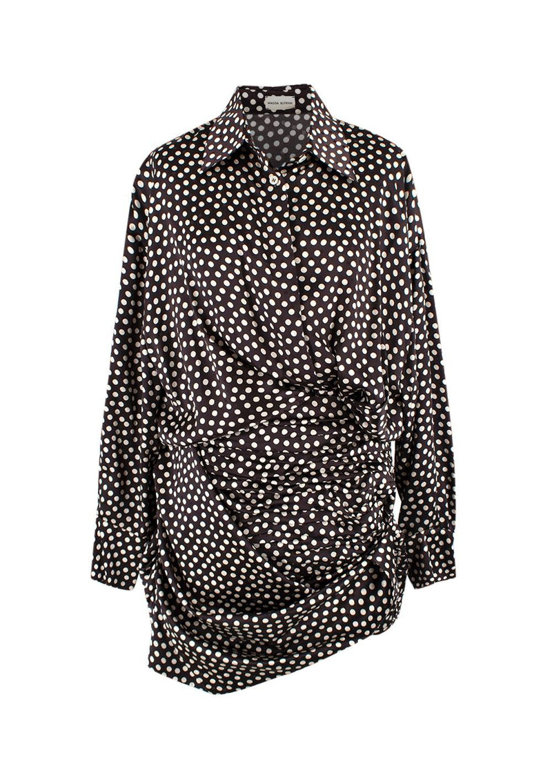 Magda Butrym Brown Polka-dot Silk Shirt Dress