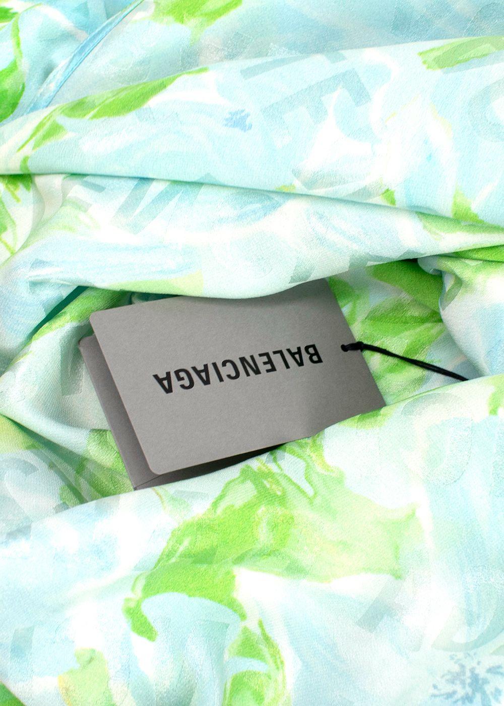Balenciaga Blue and Green Silk Blouse