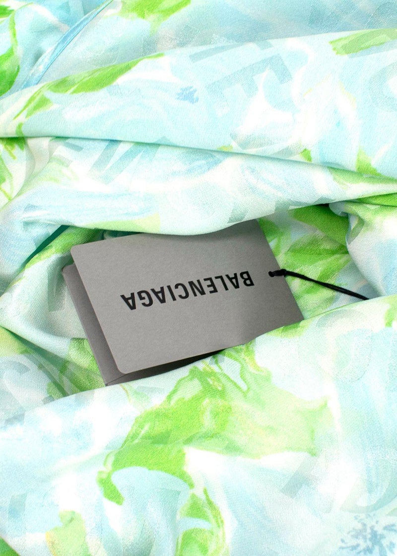 Balenciaga Blue and Green Silk Blouse