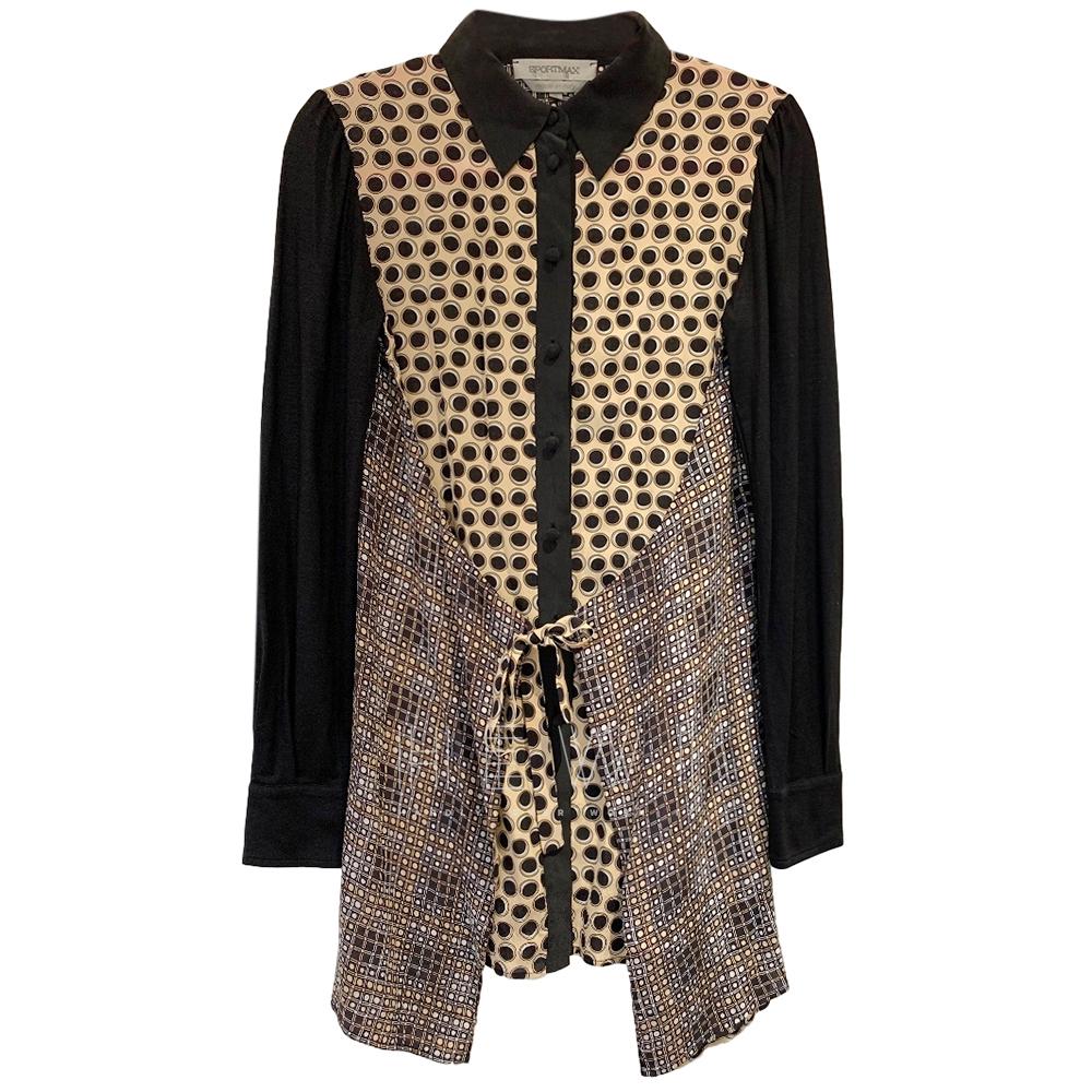 Sportmax Silk Multi-Print Shirt Dress