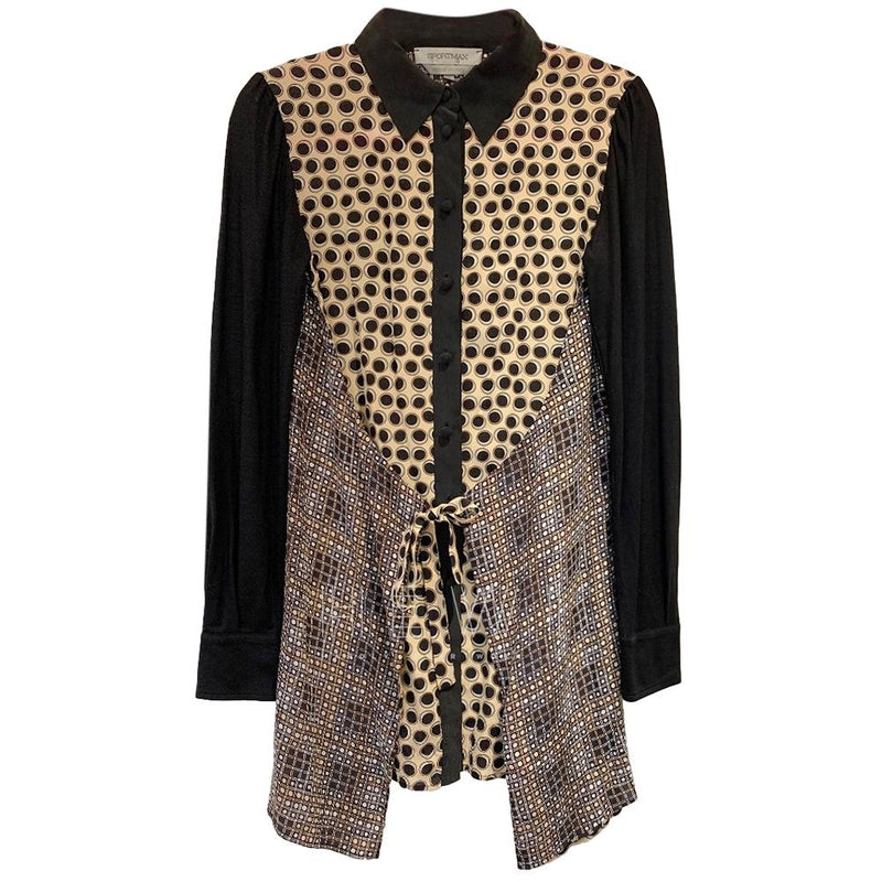 Sportmax Silk Multi-Print Shirt Dress