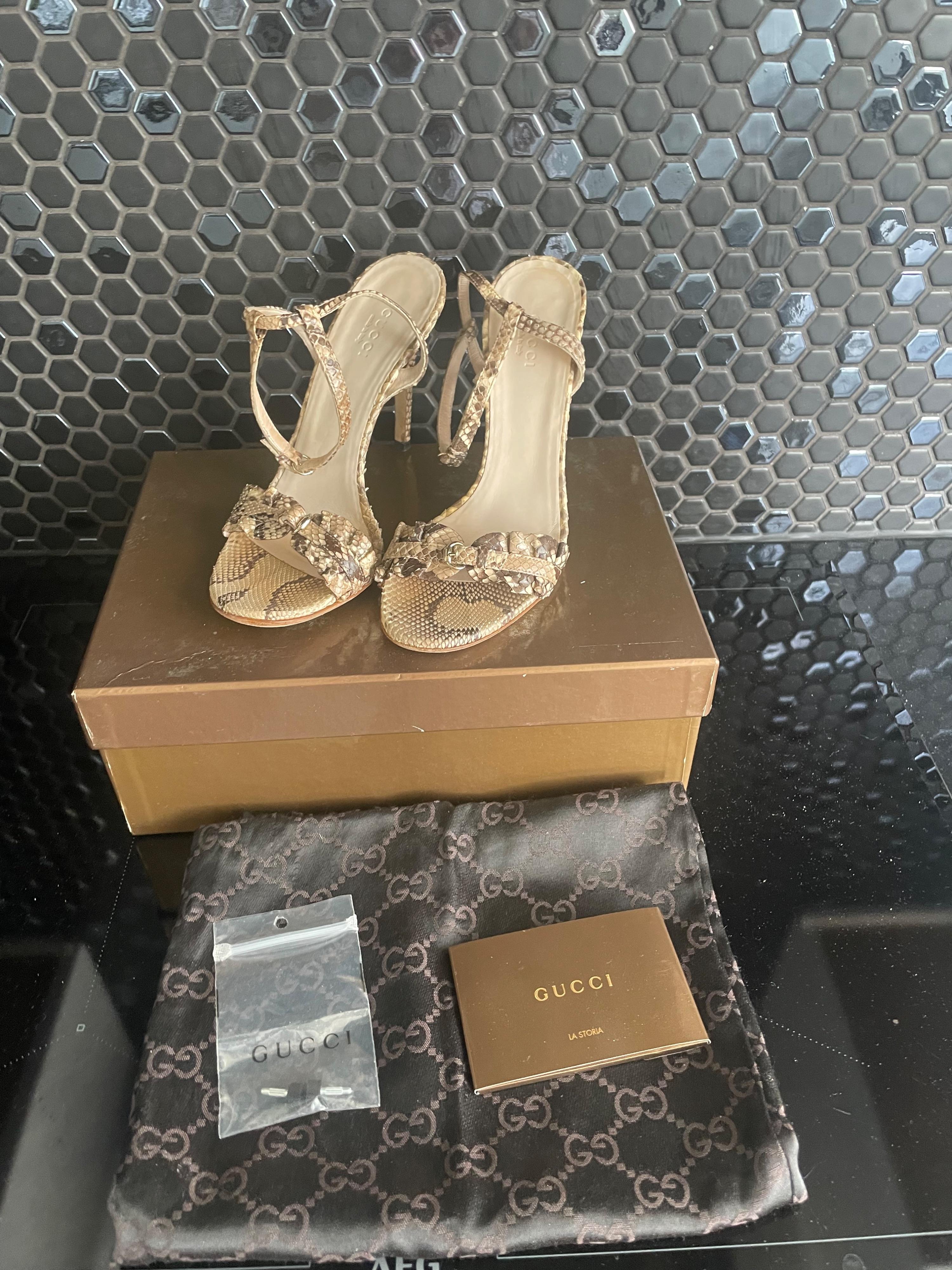 Gucci Python Heeled Sandals