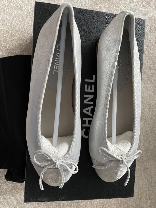 Chanel Sparkly Silver Classic Ballerinas