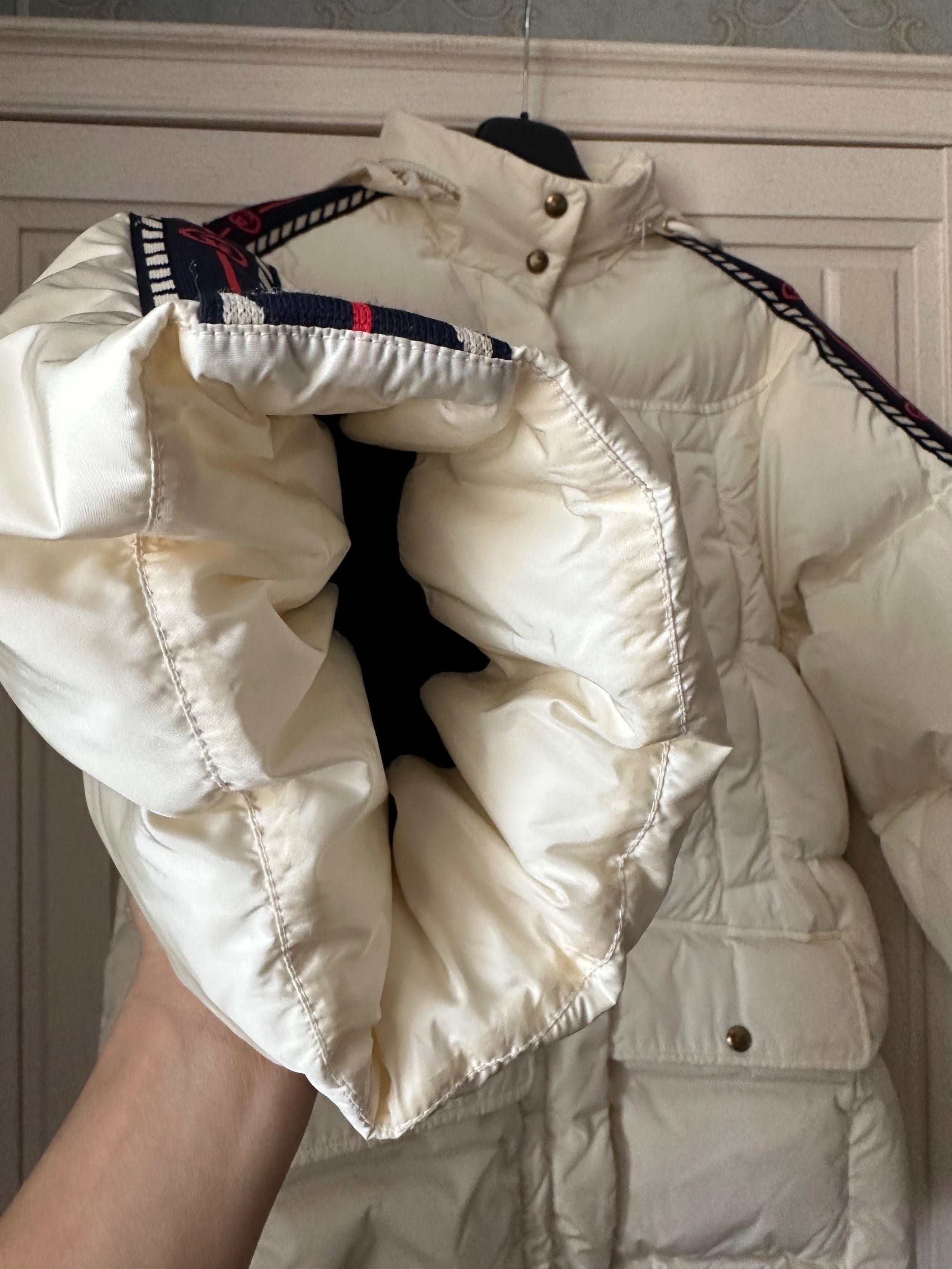 Gucci Ecru Logo Detail Padded Coat
