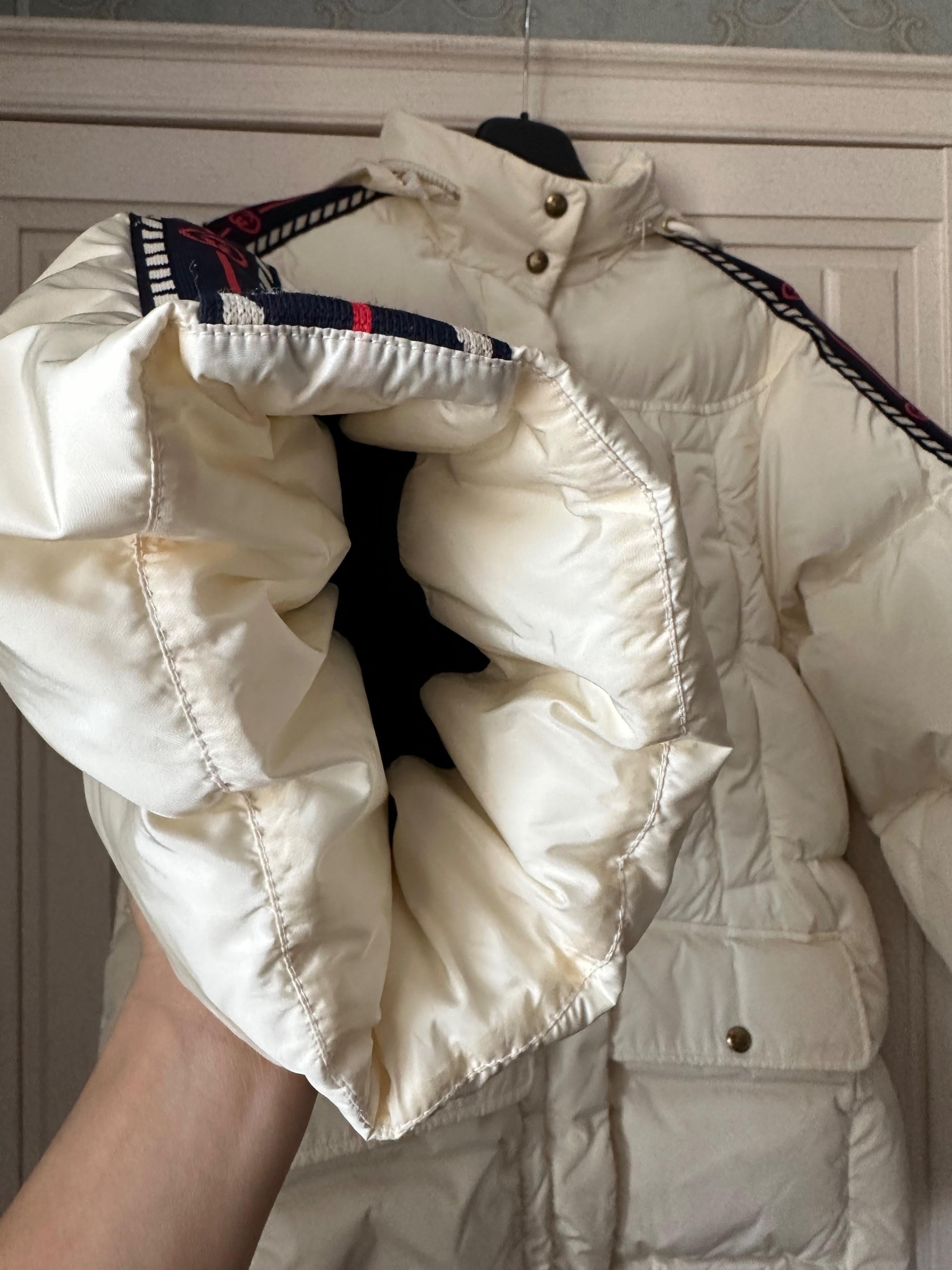 Gucci Ecru Logo Detail Padded Coat