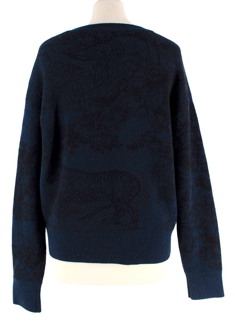 Dior Navy Chez Moi Printed Cashmere Blend Jumper
