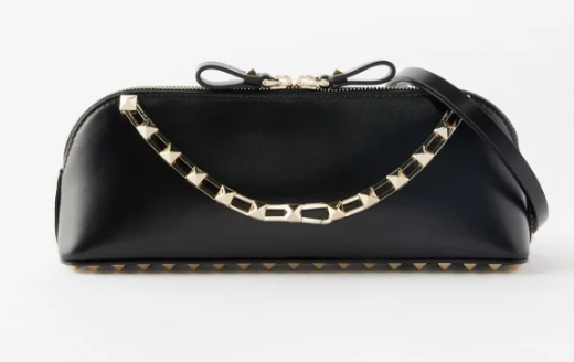 Valentino Black Leather Rockstud Shoulder Bag