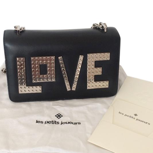 Les Petite Joueurs Black LOVE Plate Shoulder Bag
