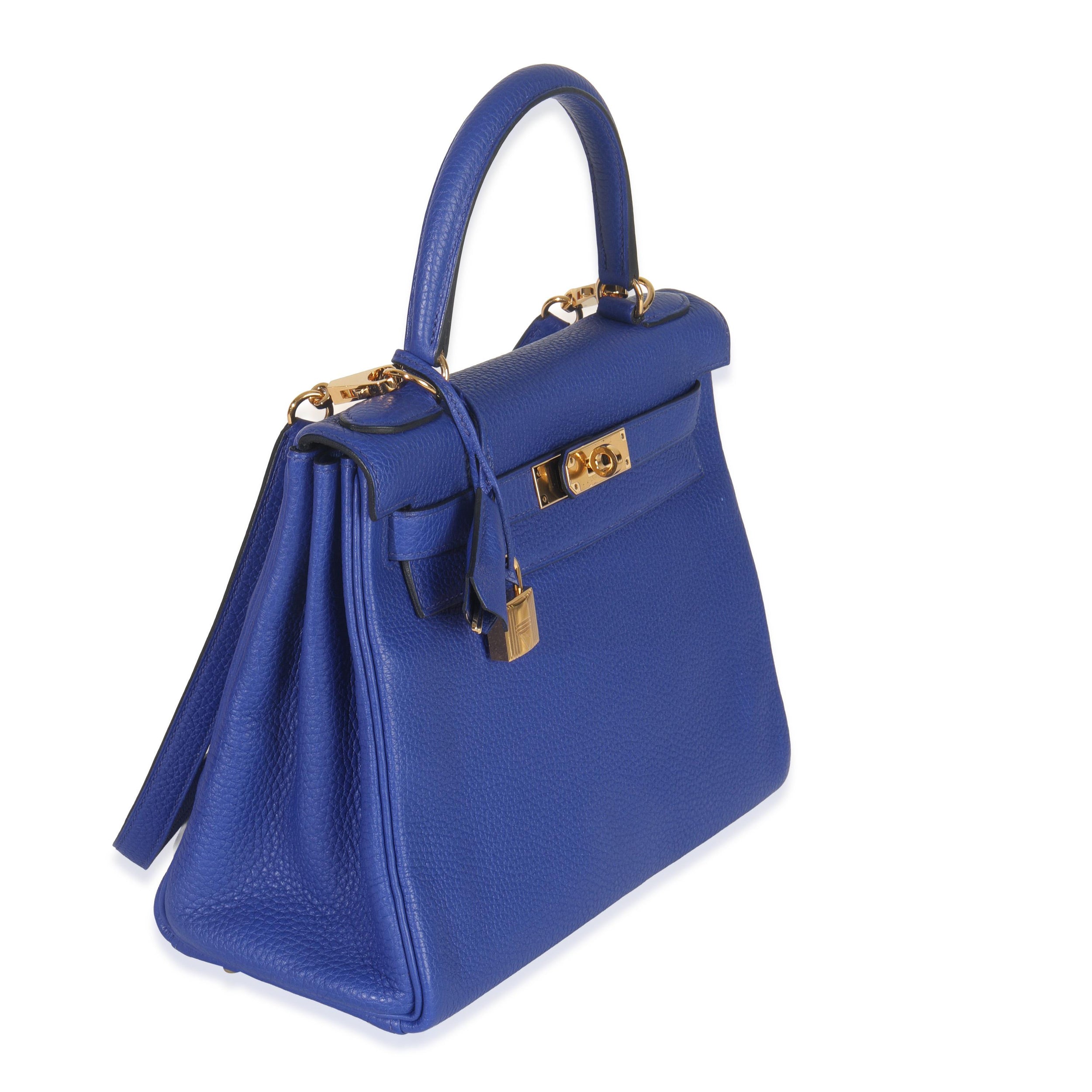Hermès Bleu Electrique Togo Retourne  GHW Kelly 28