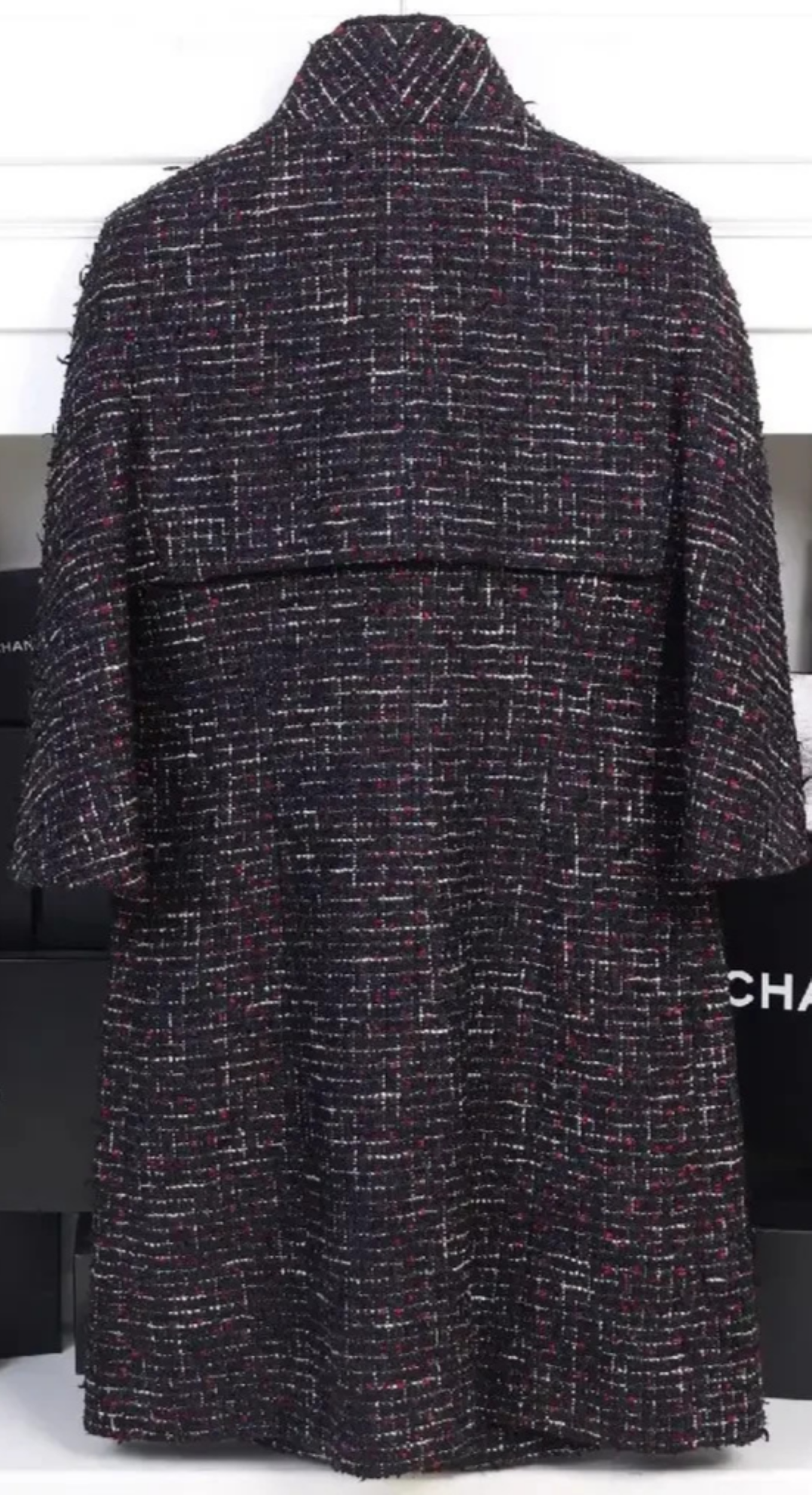 Chanel Black Tweed Gripoix Button Coat