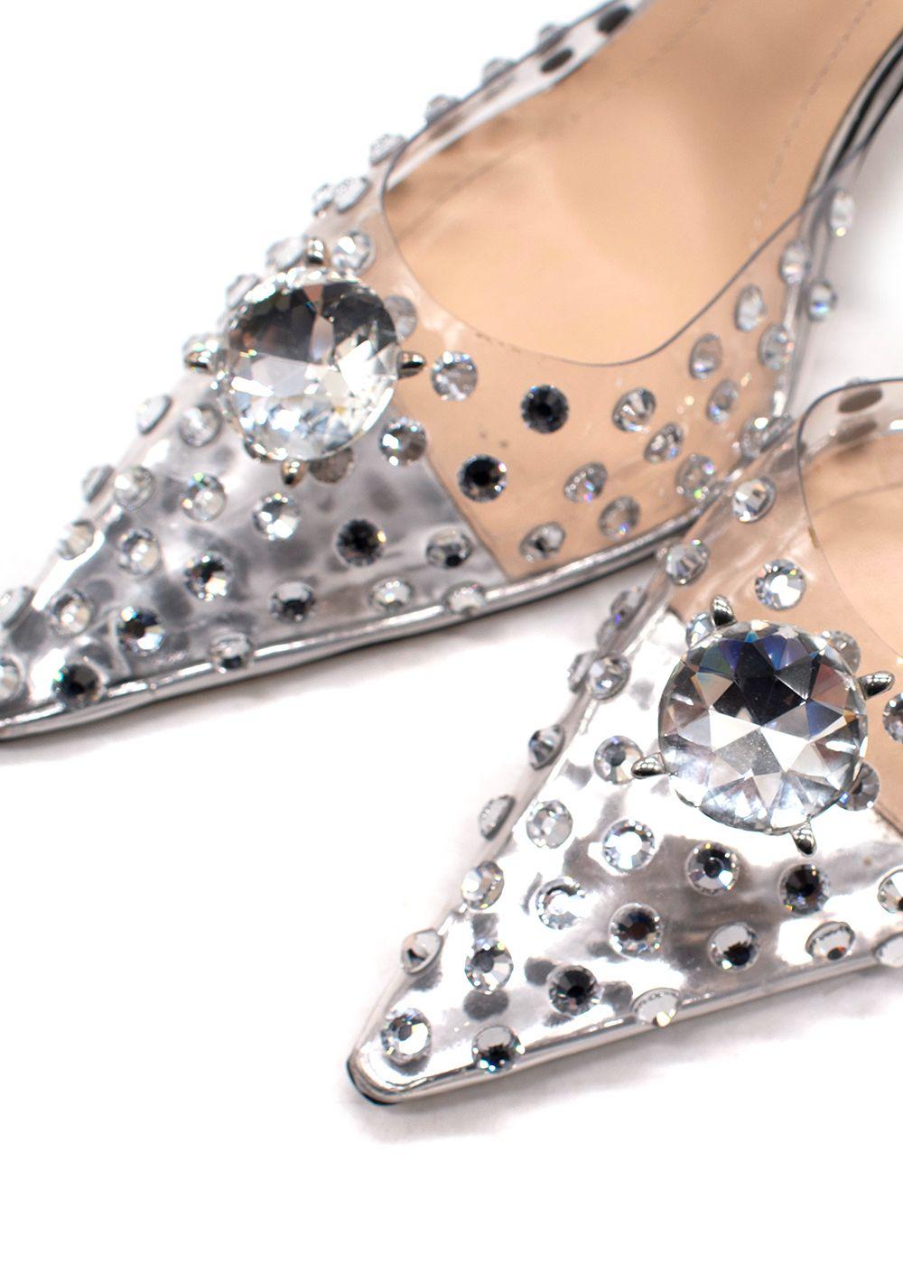 Mach & Mach Perspex Crystal-Embellished Stiletto Pumps