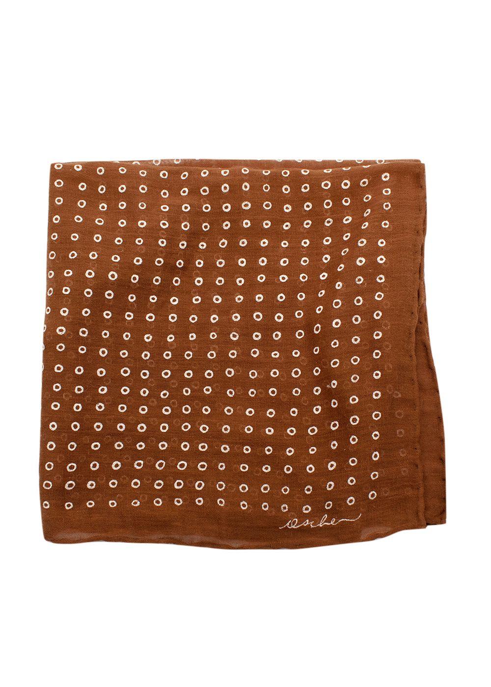 Bespoke Brown Cotton Dotted Pocket Square