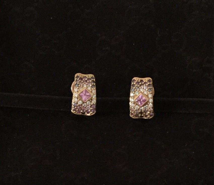 Links of London Pink Sapphire & Diamond Yellow Gold Earrings