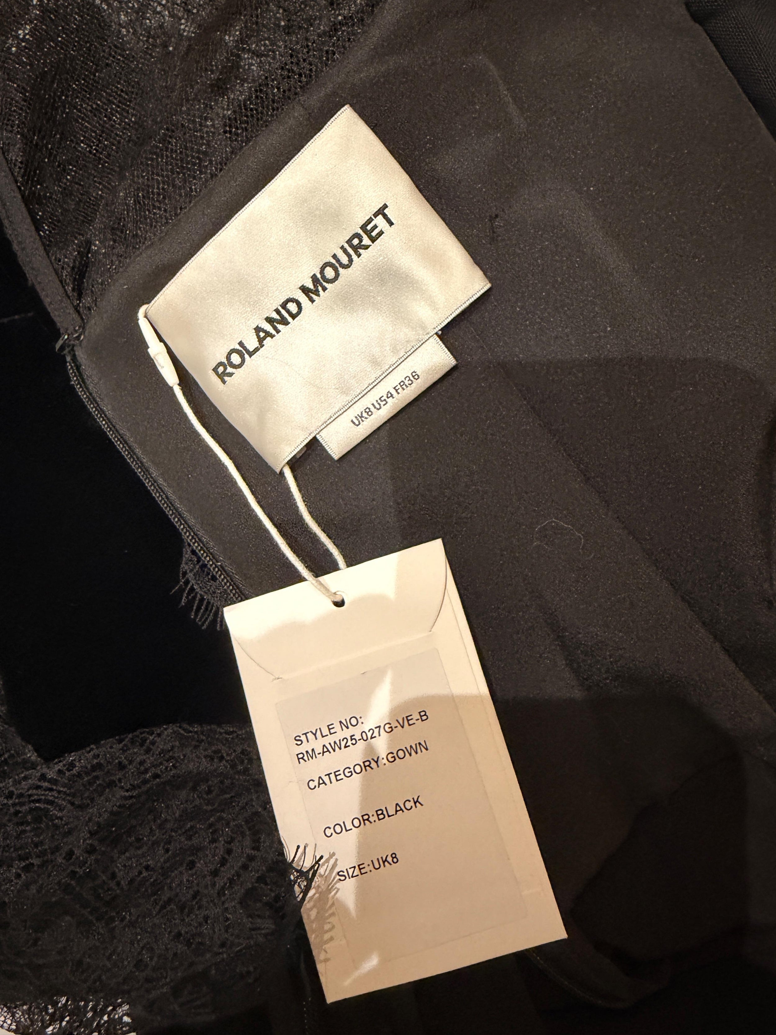 Roland Mouret Black Velvet Lace Detail Gown 2026
