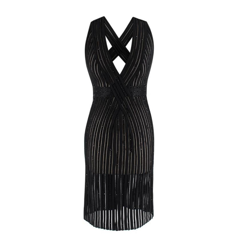 Zuhair Murad Black Embellished Stretch Silk Sheer Panelled Mini Dress