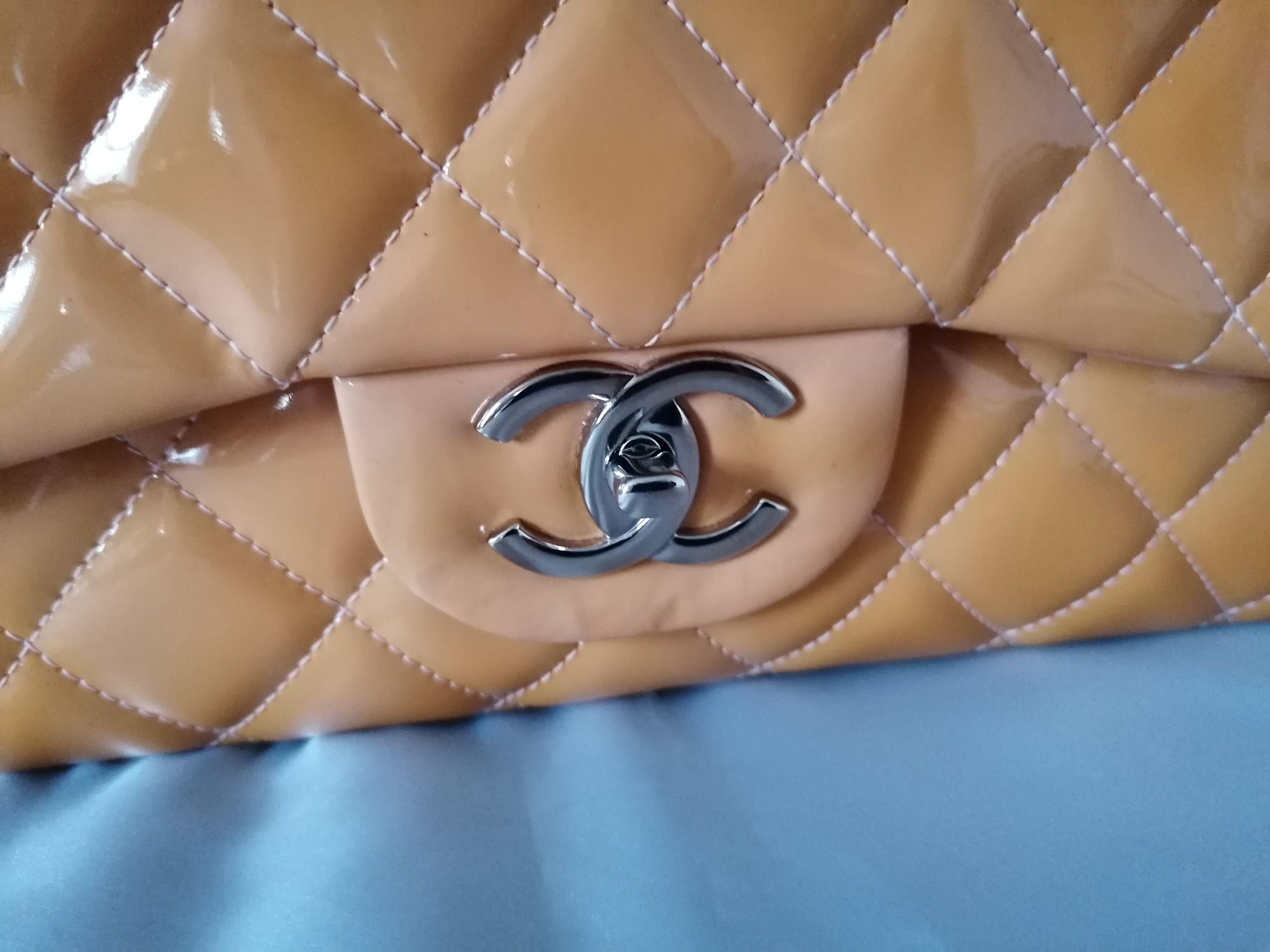 Chanel Patent Leather Jumbo Double Flap Bag