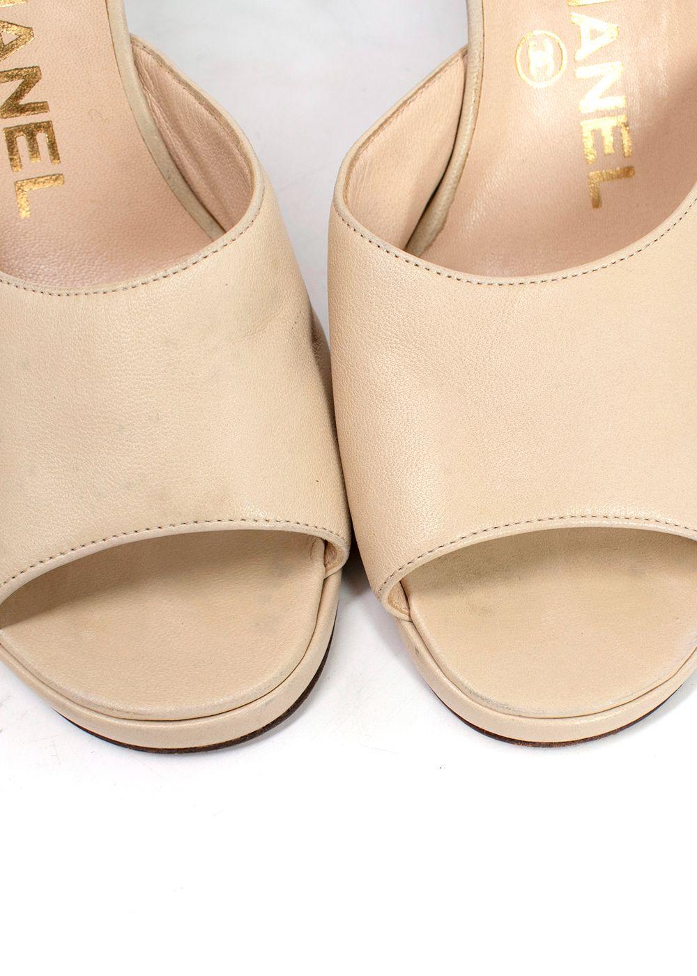 Chanel Cream Leather Mules