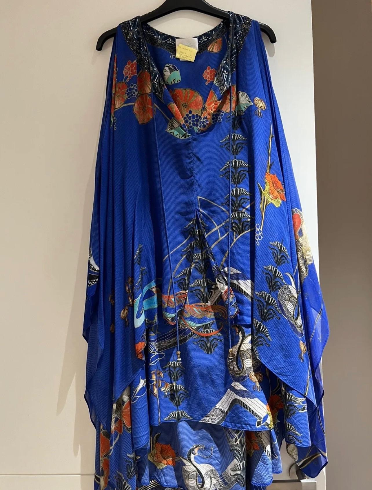 Blue Tiger Print Cape Dress