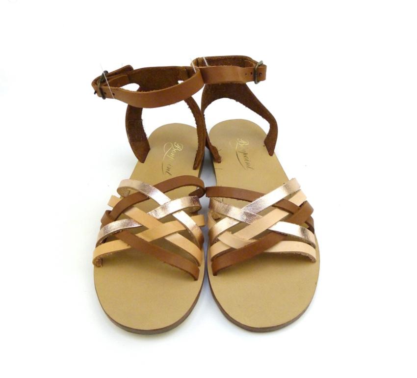 Bonpoint brown leather strappy sandals