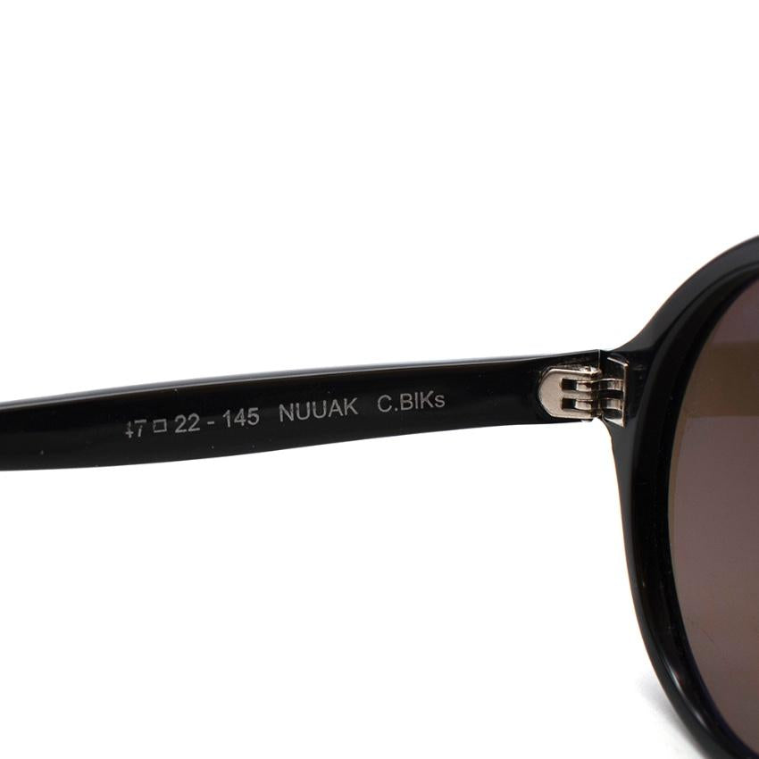 Nuiit Black Textured Mirrored Round Nuuak Sunglasses