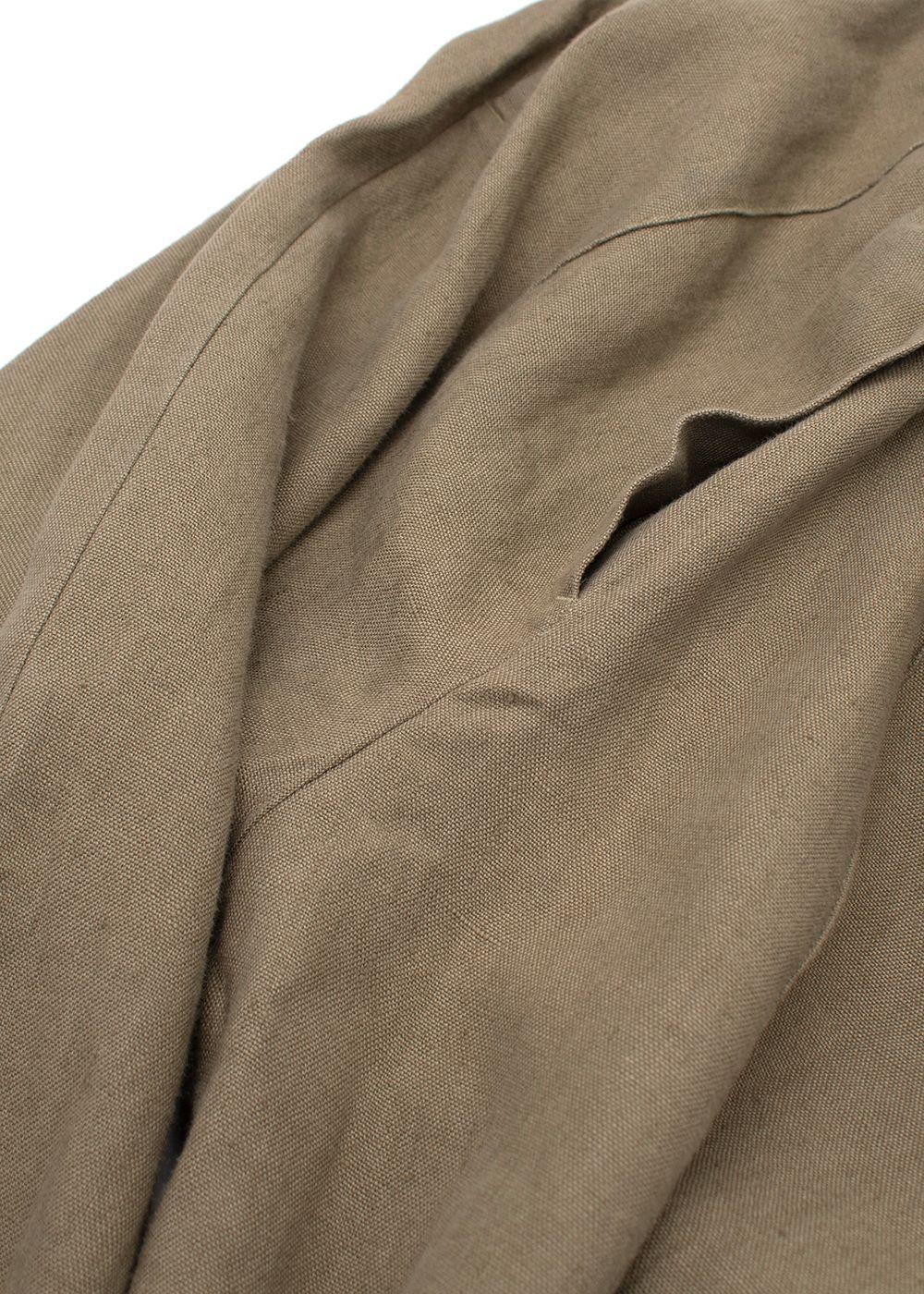 Celine Green Velcro Wide Leg Linen Trousers