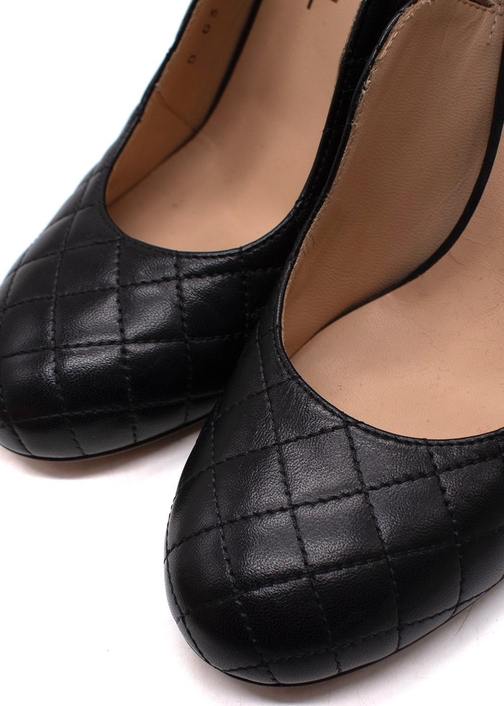Chanel Black Quilted Leather Round Toe Heels