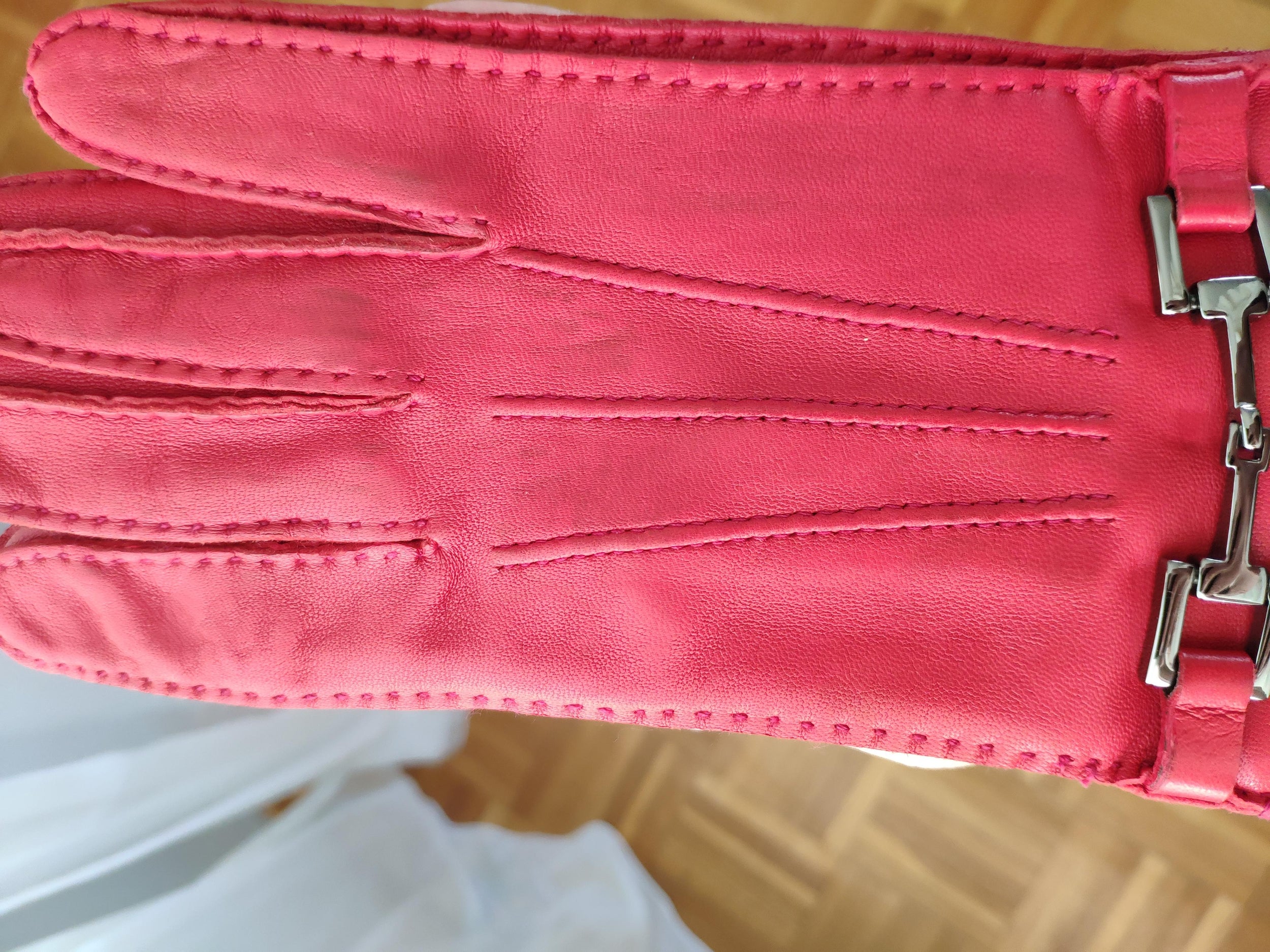 Gucci Red Leather Horsebit Gloves