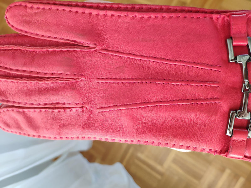Gucci Red Leather Horsebit Gloves