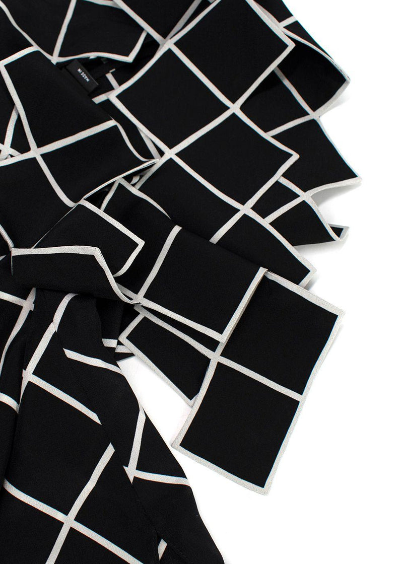 Oscar de La Renta Black and White Geometric Silk Blouse