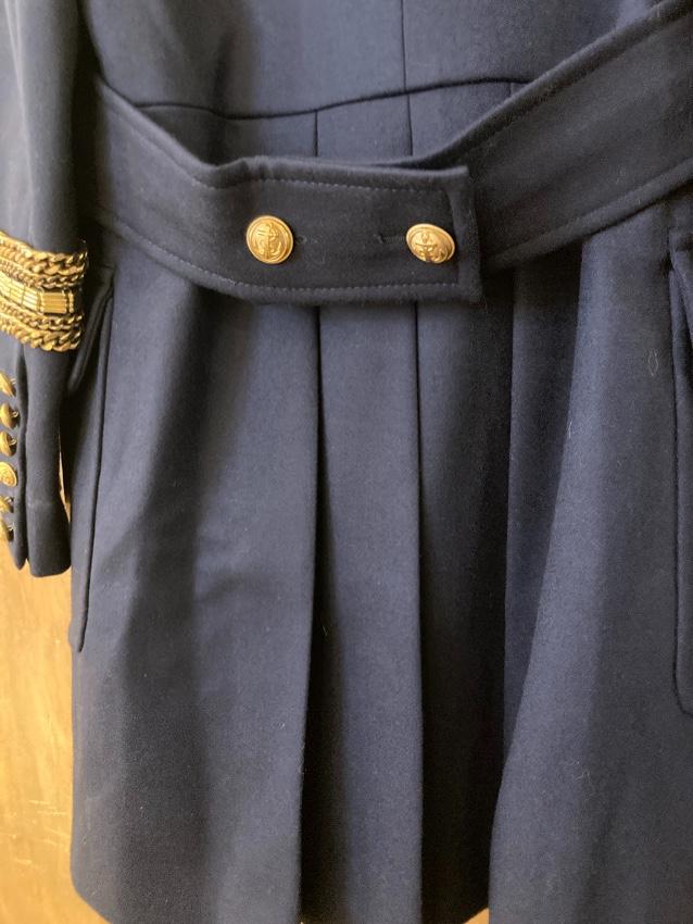 Navy Rabbit-lined wool coat