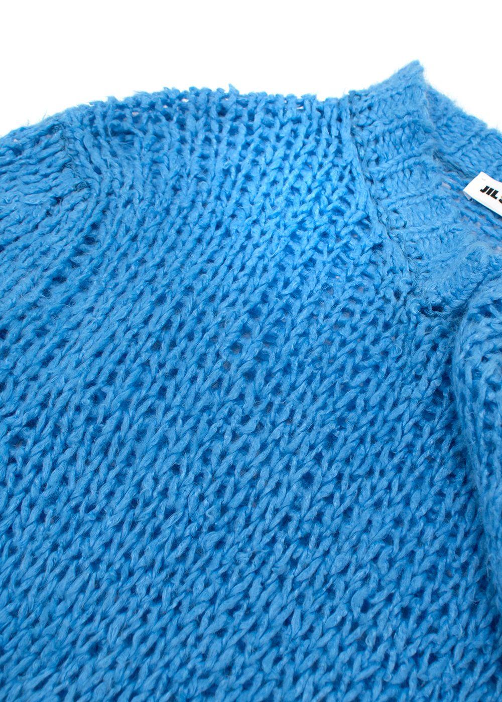 Jil Sander Blue Knitted Linen Jumper